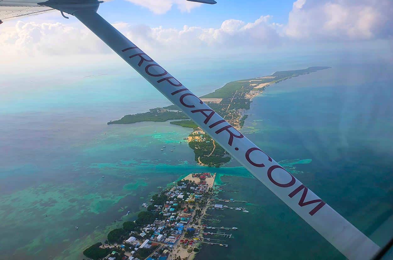 Aerial View of Caye Caulker.
