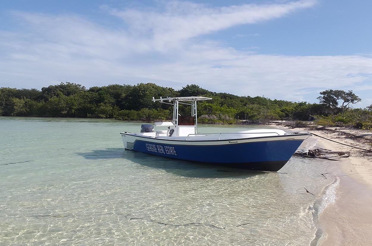 Stunning properties along the west coast of Ambergris Caye, viewed from the water.