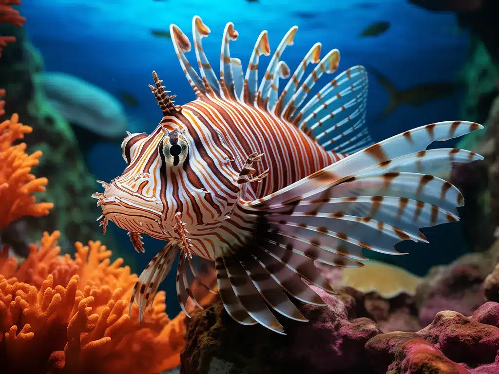 Lionfish in Belize Coral Reef