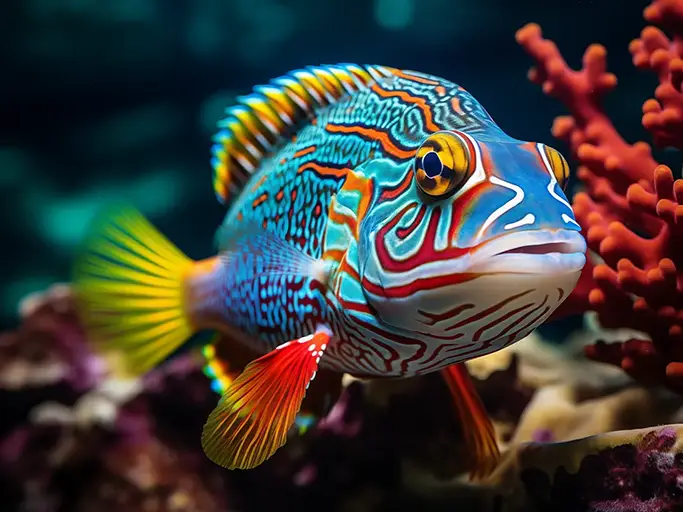 Colorful Fish Swimming in Belize Reef