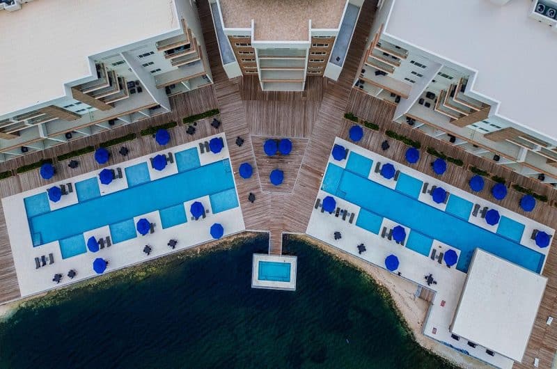 Sunset Caribe Aerial View of Pools