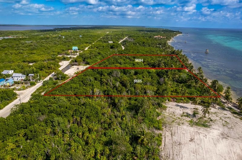 Beachfront Land for Sale in Belize - San Andres - Aerial View of Lots Boundries