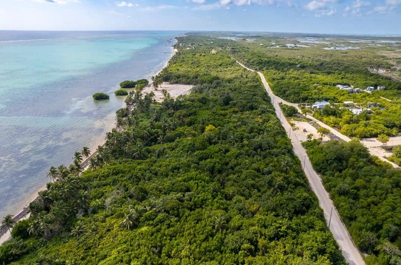 Beachfront Land for Sale in Belize - San Andres - Aerial View of Road