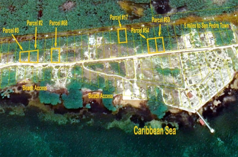 Affordable South Island Properties on Ambergris Caye Belize Aerial View of Lots and Land Available